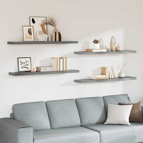  Plutajuće zidne police 4 kom sive 120 x 23,5 x 3,8 cm MDF Slike