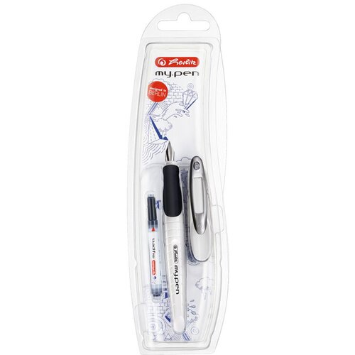 Herlitz Nalivno pero My pen + črnilni vložek, White-Black Slike