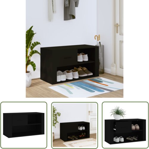 The Living Store Omarica za čevlje črna 80x35x45 cm inženirski les - Omarica Za Čevlje, (21744372) Cene