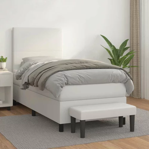 Box spring postelja z vzmetnico bela 90x200 cm umetno usnje, (20790569)