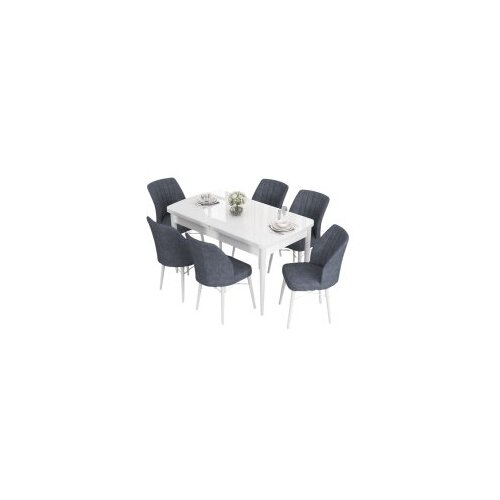 Hanah home Set Trpezarijski sto i 6 stolica Eva, Sivo-bijela Cene