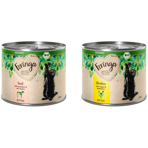 Feringa Organic Kitten 6 x 200 g - Mešano pakiranje (2 vrsti)