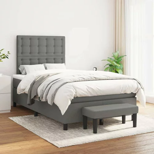  Box spring postelja z vzmetnico temno siva 120x200 cm blago, (20901069)