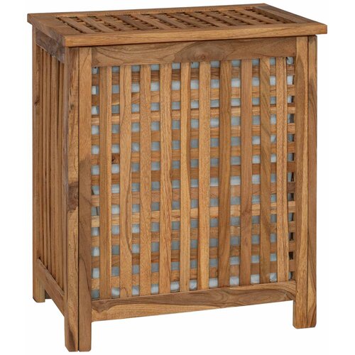 vidaXL Ko&scaron;arica za rublje Prirodna Čvrsto teak drvo - 50 x 35 x 60 cm s platnenom torbom Cijene
