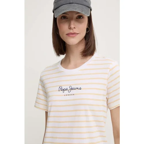 PepeJeans Bombažna kratka majica ELBA ženska, rumena barva, PL505876