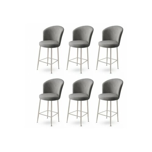 HANAH HOME set 6 barskih stolica alte grey chrome Slike
