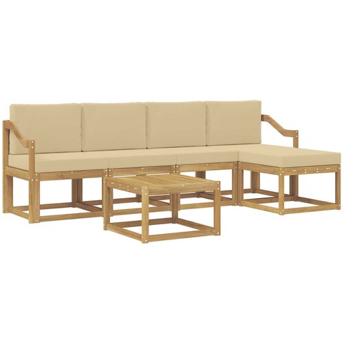 vidaXL Zunanja garnitura za sedenje z blazino 6 pcs Bela in bež, (5000280044) Cene
