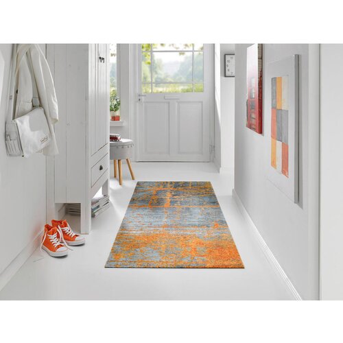 Wash+dry TEKAČ Rustic 80/200 cm potiskano siva, oranžna Slike
