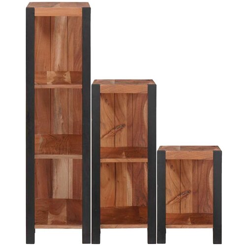  Polica 3 pcs Smeđa 50 x 30 x 110 cm Čvrsto drvo akacije Slike