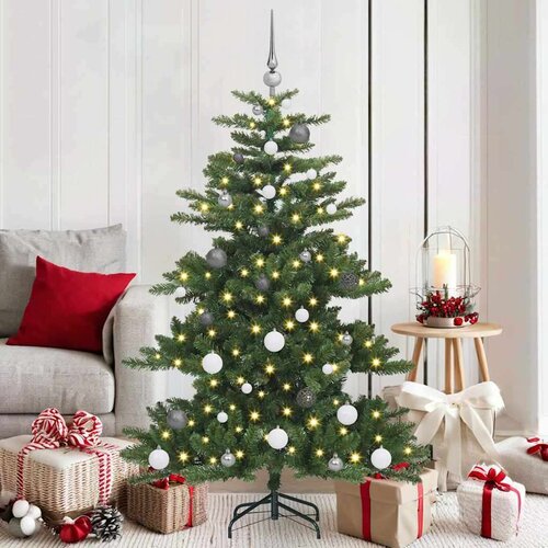 vidaXL Umjetno božićno drvce s nogom s 150 LED dioda Zelena 150 cm PVC Cene