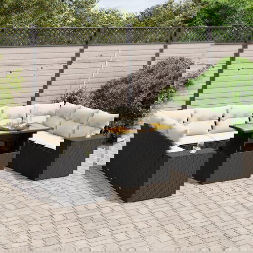  The Living Store Vrtna sedežna garnitura 10-delna z blazinami črn poli ratan - Vrtna Sedežna Garniture, (21480977) Cene