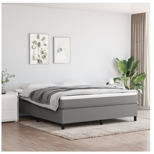  Box spring postelja z vzmetnico temno siva 180x200 cm blago Cene