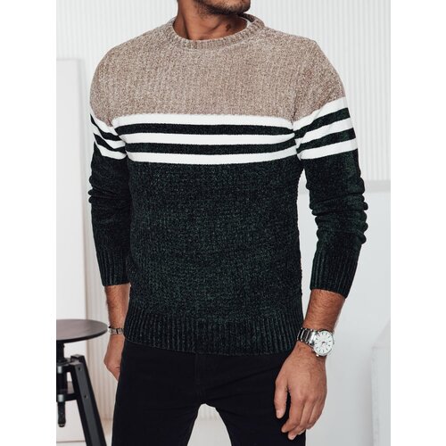 DStreet Sweter męski w paski zielony Slike