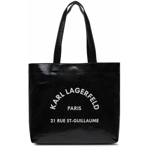 Karl Lagerfeld Shopper torba 'Rue St-Guillaume' crna / bijela