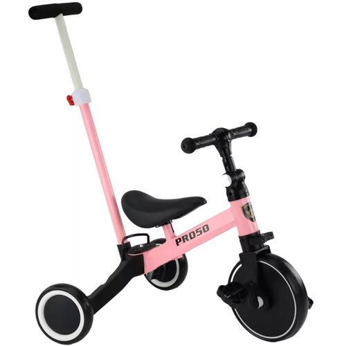 Lean_Toys Tricikel PRO50 z ročajem za potiskanje roza Cene