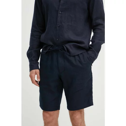 Tommy Hilfiger Lanene kratke hlače mornarsko modra barva, MW0MW34498