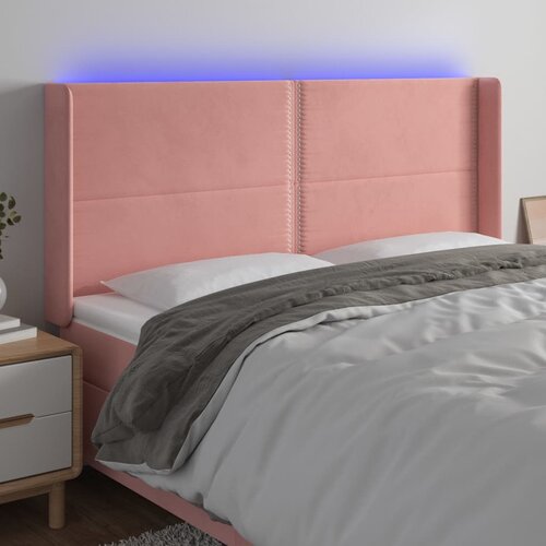  LED uzglavlje ružičasto 203x16x118/128 cm bar&scaron;unasto Cijene