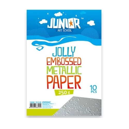 Junior jolly embossed metallic paper papir met. relj. a4 250g10k - odaberite nijansu srebrna ( 136212 ) Slike