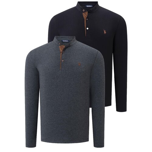 Dewberry DOUBLE SET V4009 MEN'S SWEATSHIRT-BLACK-ANTHRACITE Cene