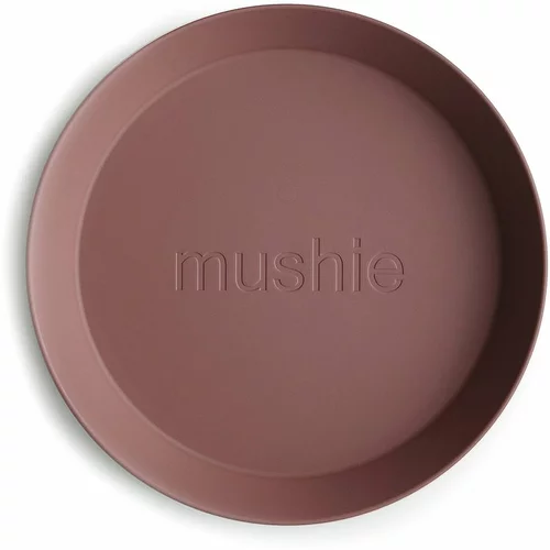 Mushie Round Dinnerware Plates krožnik Woodchuck 2 kos