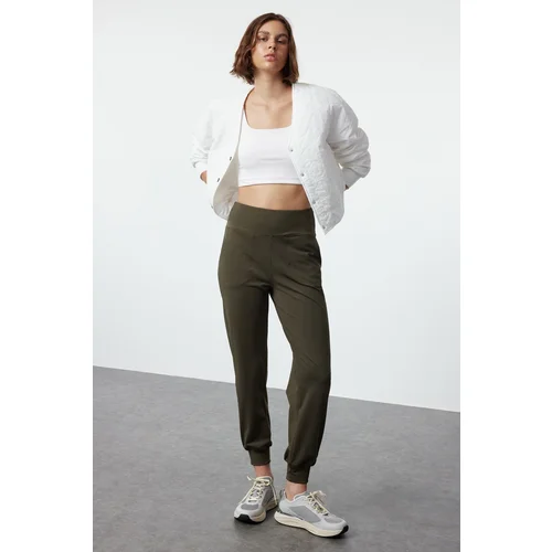 Trendyol Dark Khaki Diver/Scuba Fabric Relaxed Fit Knitted Sports Sweatpants