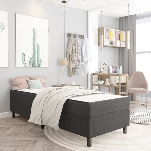 VidaXL Krevet od tkanine s oprugama tamnosivi 80 x 200 cm Slike