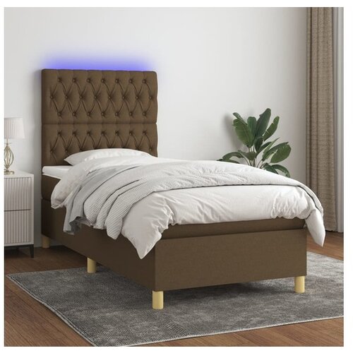 vidaXL Box spring postelja z vzmetnico LED temno rjava 90x19 Cene