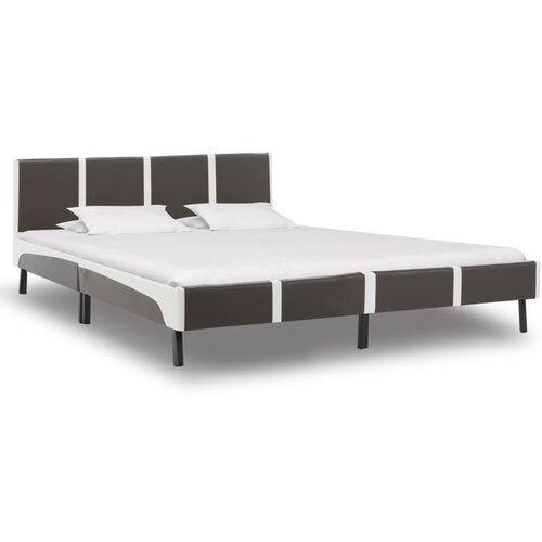  Posteljni okvir sivo in belo umetno usnje 180x200 cm Slike