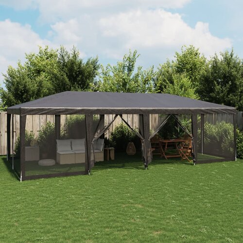 vidaXL Šator za zabave 12 mrežastih bočnih zidova antracit 8x4 m HDPE Cijene