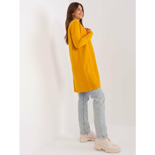 Fashion Hunters Long mustard cardigan with cotton Slike