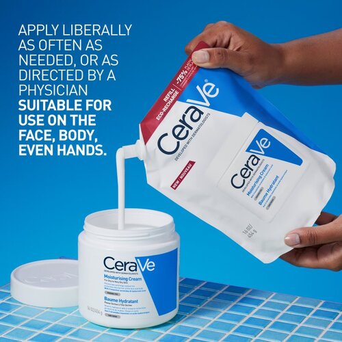 CeraVe Moisturizers vlažilna krema za obraz in telo za suho do zelo suho kožo nadomestno polnilo 454 g Slike