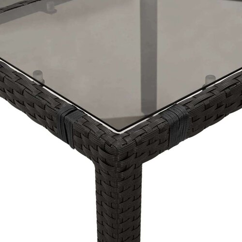 vidaXL Vrtna miza s stekleno ploščo črna 90x90x75 cm poli ratan Cene