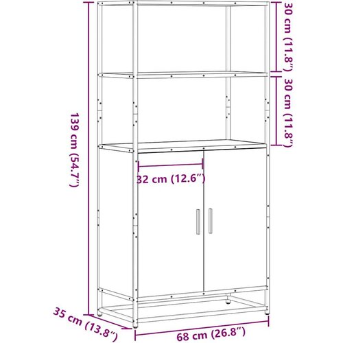 VidaXL Visoka ploča sonoma hrast 68x35x139cm konstruirano drvo i metal Slike