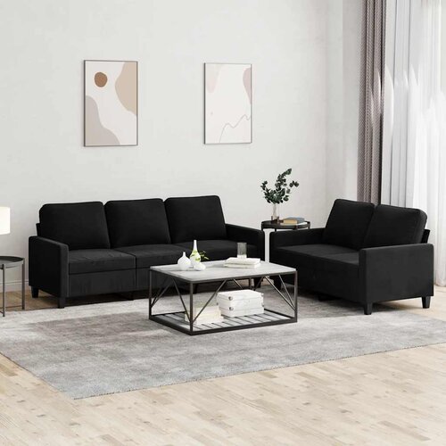  2-dijelni set sofa s jastucima crni bar&scaron;unasti Cijene