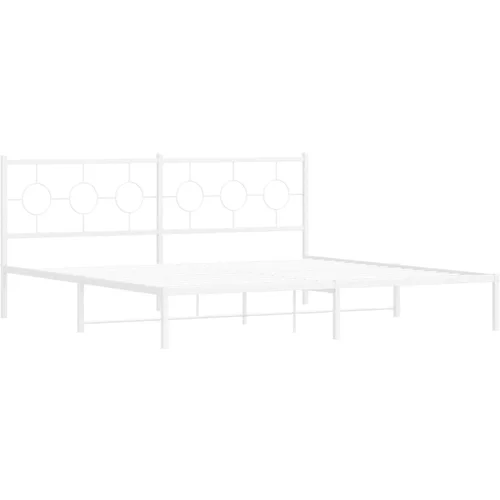 vidaXL Kovinski posteljni okvir z vzglavjem bel 200x200 cm, (21082020)
