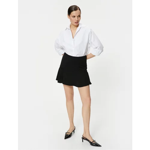 Koton Flared Mini Skirt Zipper Detail Normal Waist