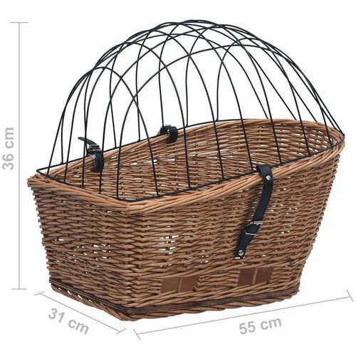 VidaXL Stražnja ko&amp;scaron;ara za bicikl s pokrovom 55x31x36 cm prirodna vrba Slike