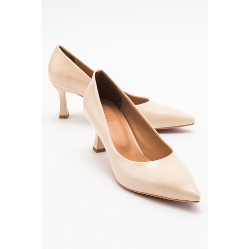 LuviShoes Women's PEDRA Nude Patent Leather Heeled Shoes Cene