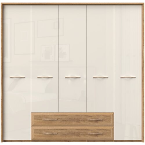 Jela Jagodina plakar P52A/GL - kolekcija Gala - Pacifik orah/Bež Lak - 232x227x60 cm Slike