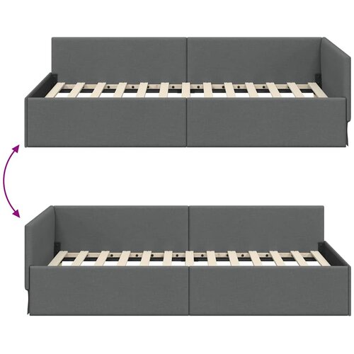  Kutni okvir kreveta Tamno siva 90 cm x 190 cm tkanina Slike