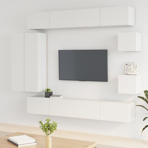 8-dijelni set TV ormarića bijeliod konstruiranog drva Slike