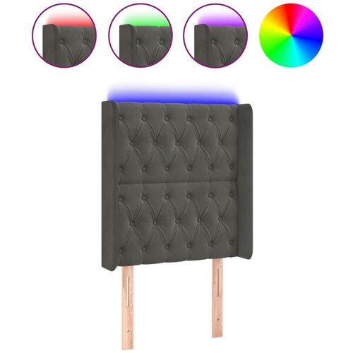 Maison Chic led posteljno vzglavje - vzglavna omarica - nočna omarica temno sivo 83x16x118/128 cm žamet, (21713113) Slike