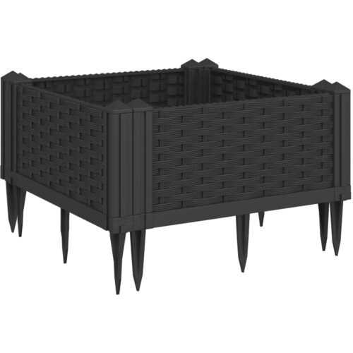  Vrtna sadilica s klinovima crna 42,5 x 42,5 x 28,5 cm PP Slike
