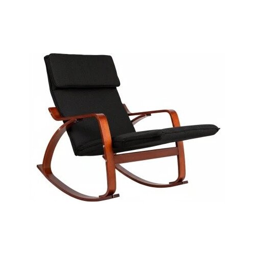 ModernHome TXRC-03 Walnut &amp;ndash; Stolica za ljuljanje s podesivim osloncem za noge, drveni okvir, nosivost 120 kg Slike