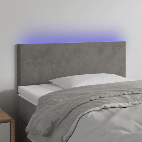 VidaXL LED posteljno vzglavje svetlo sivo 80x5x78/88 cm žamet Slike