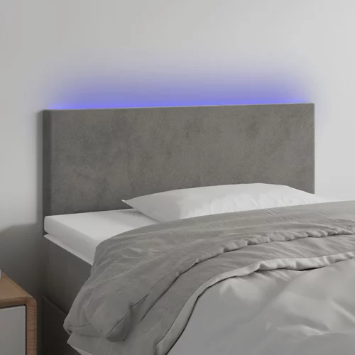 vidaXL LED posteljno vzglavje svetlo sivo 80x5x78/88 cm žamet