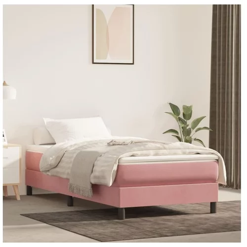  Box spring posteljni okvir roza 90x200 cm žamet
