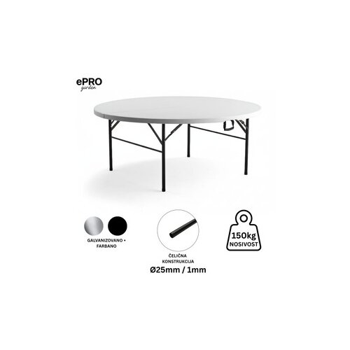  EPRO sklopivi ba&scaron;tenski sto &Oslash;122 74cm, metal-plastika Cene