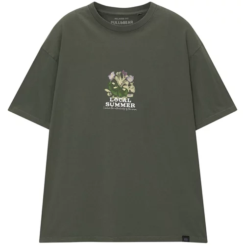 Pull&Bear Majica jelka / svetlo zelena / majnica / bela
