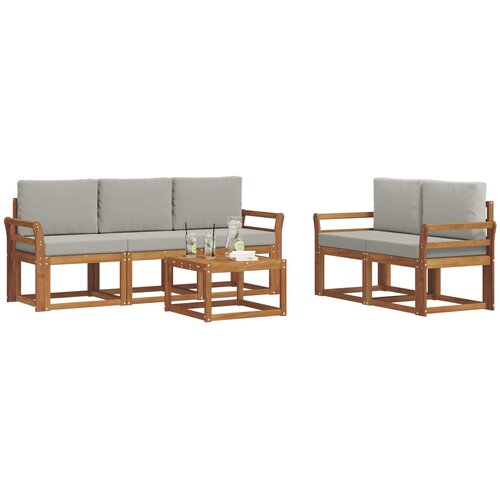  Set vanjskih sofa 6 kom. Prirodna i svijetlo siva Slike
